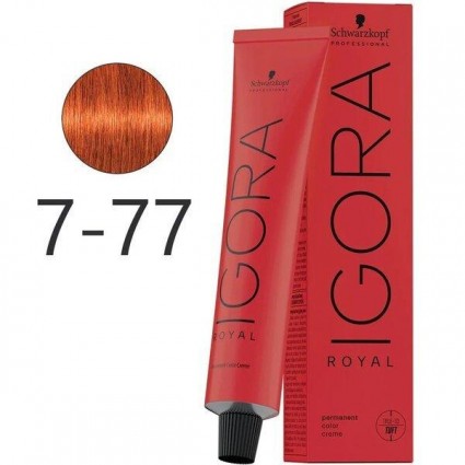 Крем-фарба для волосся Schwarzkopf Igora Royal 7-77 Середньо-Русявий Мідний Екстра 60 мл Крем-фарба для волосся Schwarzkopf Igora Royal 7-77 Середньо-Русявий Мідний Екстра 60 мл