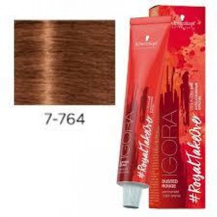 Крем-фарба для волосся Schwarzkopf Igora Royal Dusted Rouge 7-764 Середній русявий мідний шоколадно-бежевий 60 мл