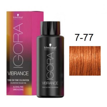 Фарба для волосся Schwarzkopf igora Vibrance безаміачна 7-77 Середньо - русявий мідний екстра 60 мл