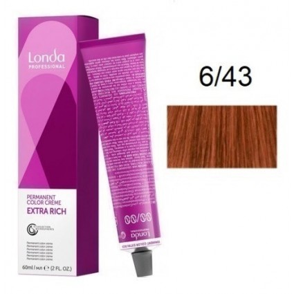Крем-фарба для волосся Londacolor 6/43 Темний блондин мідно-золотистий 60 мл