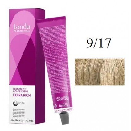 Крем-фарба для волосся Londacolor 9/17 Дуже світлий блонд попелясто-коричневий 60 мл