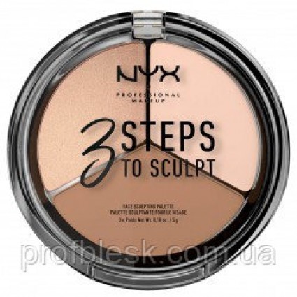 NYX Палетка д/корректировки лица 3 steps to sculpt face sculpti (Fair) 3*5 г