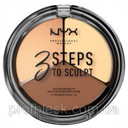 NYX Палетка д/корректировки лица 3 steps to sculpt face sculpti 3*5 г