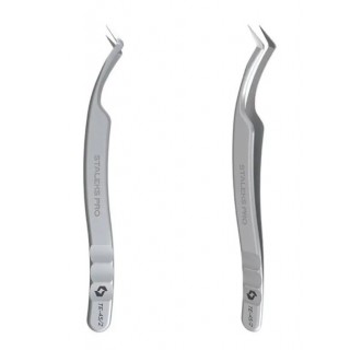 Пінцет професійний з насічками для вій Staleks Pro Expert 45 Type 2 L-образний 40'