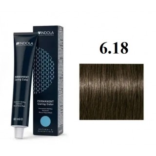 Стійка перманентна крем-фарба indola 6.18 Русявий попелястий шоколадний 60 мл