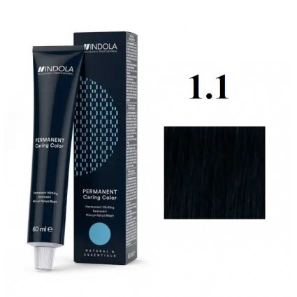 Стійка перманентна крем-фарба Indola 1.1 Чорний попелястий 60 мл