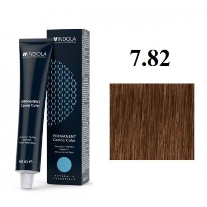 Стійка перманентна крем-фарба indola 7.82 Середній блонд шоколадний перламутровий 60 мл