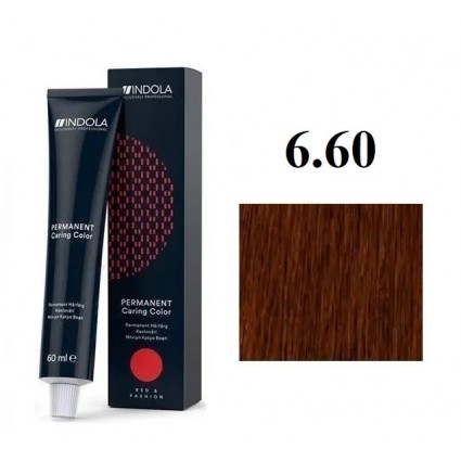 Стійка перманентна крем-фарба indola 6.60 (6.6+) Темний блондин червоний натуральний 60 мл