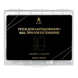 Тіпси для нарощування нігтів F.O.X Nail Tips for extensions Квадрат 240 шт.