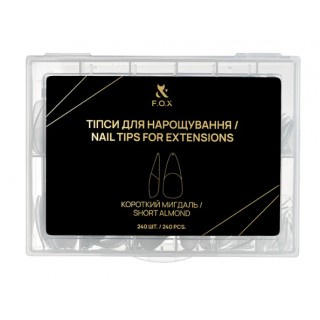 Тіпси для нарощування нігтів F.O.X Nail Tips for extensions Короткий мигдаль 240 шт.