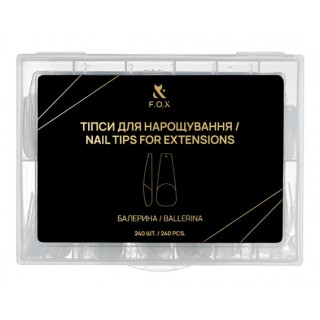 Тіпси для нарощування нігтів F.O.X Nail Tips for extensions Балерина 240 шт.