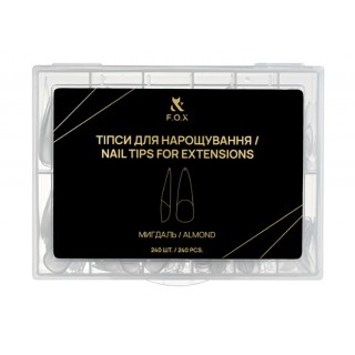 Тіпси для нарощування нігтів F.O.X Nail Tips for extensions Мигдаль 240 шт.