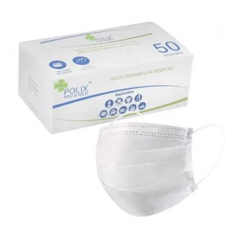 Маска медична трьохшарова Polix PRO&MED білі 50 шт