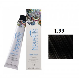 Крем-краска для волосся Nouvelle Hair Color 1.99 Зеленувато-чорний 100 мл