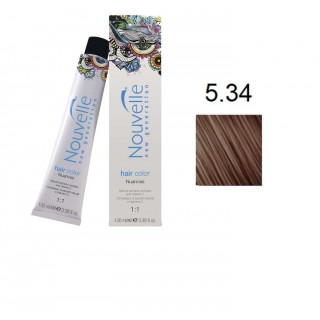 Фарба для волосся Nouvelle Hair Color 5.34 світло-золотистий мідно-коричневий 100 мл