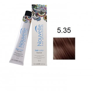 Фарба для волосся Nouvelle Hair Color 5.35 світло-золотистий, коричневий червоного дерева 100 мл