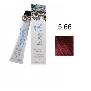 Фарба для волосся Nouvelle Hair Color 5.66 яскравий світло-червоний коричневий 100 мл