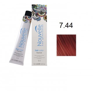 Фарба для волосся Nouvelle Hair Color 7.44 яскравий мідно-русявий 100 мл