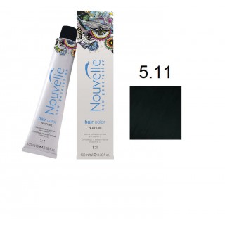 Крем-фарба для волосся Nouvelle Hair Color 5.11 насичений попелястий світло-каштановий 100 мл