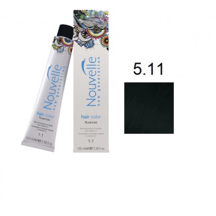 Крем-фарба для волосся Nouvelle Hair Color 5.11 насичений попелястий світло-каштановий 100 мл Крем-фарба для волосся Nouvelle Hair Color 5.11 насичений попелястий світло-каштановий 100 мл