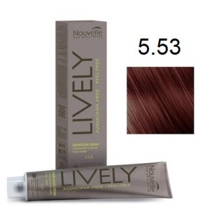 Крем-фарба для волосся безаміачна Nouvelle Lively Hair Color 5.53 Світло-каштановий махагон 100 мл