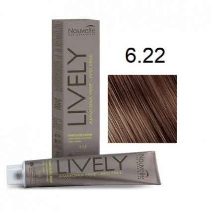 Крем-фарба для волосся безаміачна Nouvelle Lively Hair Color 6.22 Золотистий темний блонд 100 мл Крем-фарба для волосся безаміачна Nouvelle Lively Hair Color 6.22 Золотистий темний блонд 100 мл