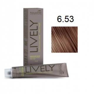 Крем-фарба для волосся безаміачна Nouvelle Lively Hair Color 6.53 Мідно-золотистий Темний блонд 100 мл