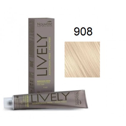 Крем-фарба для волосся безаміачна Nouvelle Lively Hair Color 908 Перламутровий Ультра-Світлий Блонд 100 мл