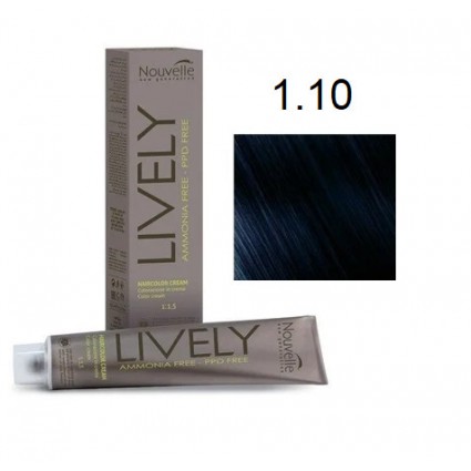 Крем-фарба для волосся безаміачна Nouvelle Lively Hair Color 1.10 Синювато-чорний 100 мл Крем-фарба для волосся безаміачна Nouvelle Lively Hair Color 1.10 Синювато-чорний 100 мл
