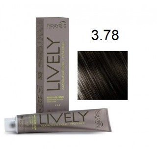 Крем-фарба для волосся безаміачна Nouvelle Lively Hair Color 3.78 Холодний темно-коричневий 100мл