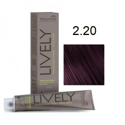 Крем-фарба для волосся безаміачна Nouvelle Lively Hair Color 2.20 Темно-Фіолетовий 100 мл