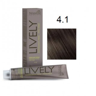 Крем-фарба для волосся безаміачна Nouvelle Lively Hair Color 4.1 Попелясто-каштановий 100 мл