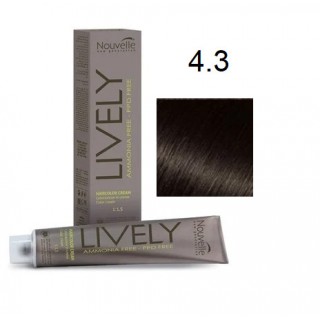 Крем-фарба для волосся безаміачна Nouvelle Lively Hair Color 4.3 Золотистий каштан 100 мл