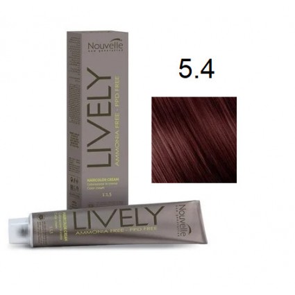 Крем-фарба для волосся безаміачна Nouvelle Lively Hair Color 5.4 Мідний світло-каштановий 100 мл Крем-фарба для волосся безаміачна Nouvelle Lively Hair Color 5.4 Мідний світло-каштановий 100 мл