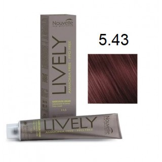 Крем-фарба для волосся безаміачна Nouvelle Lively Hair Color 5.43 Золотисто-мідний Світлий Каштан 100мл
