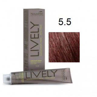 Крем-фарба для волосся безаміачна Nouvelle Lively Hair Color 5.5 Світло-каштановий махагон 100мл