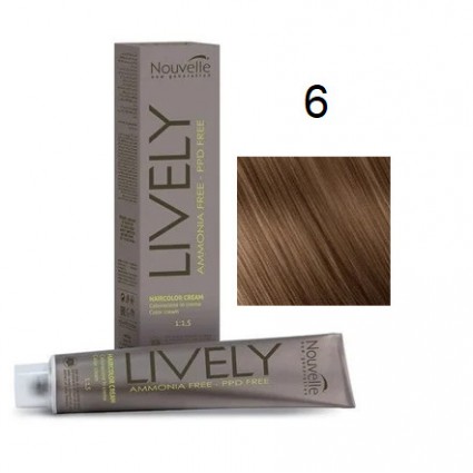 Крем-фарба для волосся безаміачна Nouvelle Lively Hair Color 6 Темний блонд 100 мл
