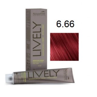 Крем-фарба для волосся безаміачна Nouvelle Lively Hair Color 6.66 Темно-Червоний Блонд 100 мл