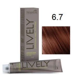 Крем-фарба для волосся безаміачна Nouvelle Lively Hair Color 6.7 Коричневий темний блонд 100 мл