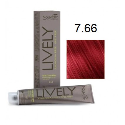 Крем-фарба для волосся безаміачна Nouvelle Lively Hair Color 7.66 Червоний Блонд 100 мл Крем-фарба для волосся безаміачна Nouvelle Lively Hair Color 7.66 Червоний Блонд 100 мл