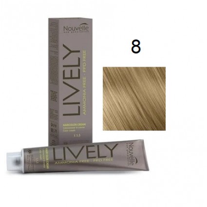 Крем-фарба для волосся безаміачна Nouvelle Lively Hair Color 8 Світлий блонд 100 мл Крем-фарба для волосся безаміачна Nouvelle Lively Hair Color 8 Світлий блонд 100 мл