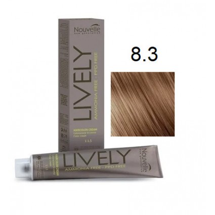 Крем-фарба для волосся безаміачна Nouvelle Lively Hair Color 8.3 світлий Золотистий блонд 100 мл Крем-фарба для волосся безаміачна Nouvelle Lively Hair Color 8.3 світлий Золотистий блонд 100 мл