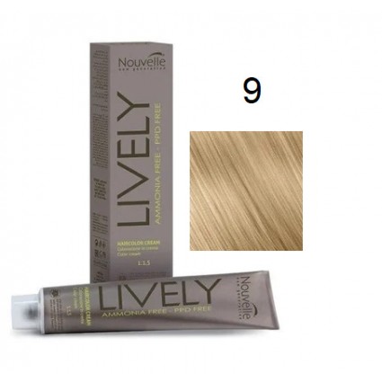 Крем-фарба для волосся безаміачна Nouvelle Lively Hair Color 9 Дуже світлий блонд 100 мл
