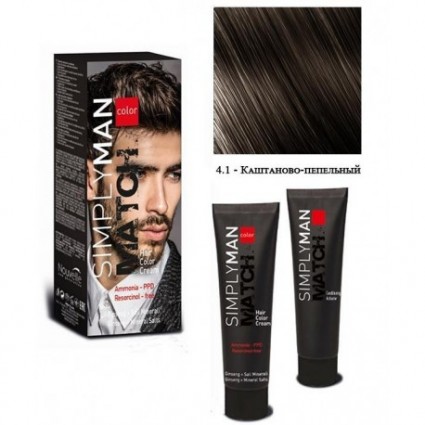 Крем-фарба для чоловіків Nouvelle Simply Man Color Cream 4.1 каштаново-попелястий 40+40 мл