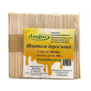 Шпатель дерев'яний Danins 93 мм*10 мм*2 мм 100 шт