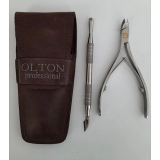 Манікюрний набір  Olton у чохлі світло-коричневий