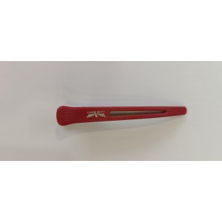 Затискач для волосся Proline C-49 пластик/алюміній з гумкою 8 шт червоний 1 шт