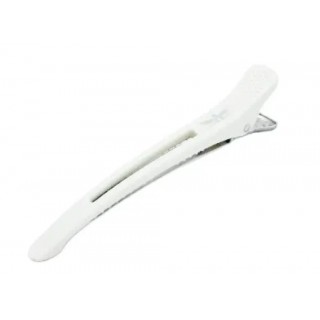 Затискач для волосся Proline C-49 пластик/алюміній з гумкою  8 см білий 1 шт