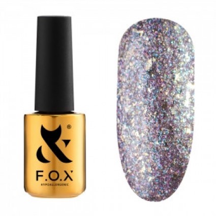 Гель-лак F.O.X gel-polish gold Hangover 002 срібло з кольоровими шимерами, що переливаються, 7 мл