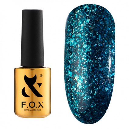Гель-лак F.O.X gel-polish gold Hangover 005 зелений зі сріблясто-зеленою слюдою 7 мл